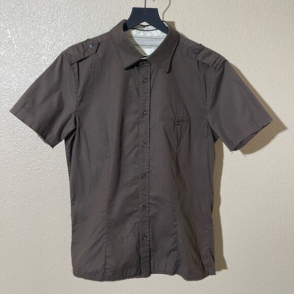 Diesel Brown Casual Button Down Shirt Short Sleeve - Picture 1 of 5